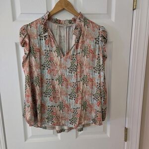 LOFT NWOT Garden Floral Cinched Sleeve Blouse